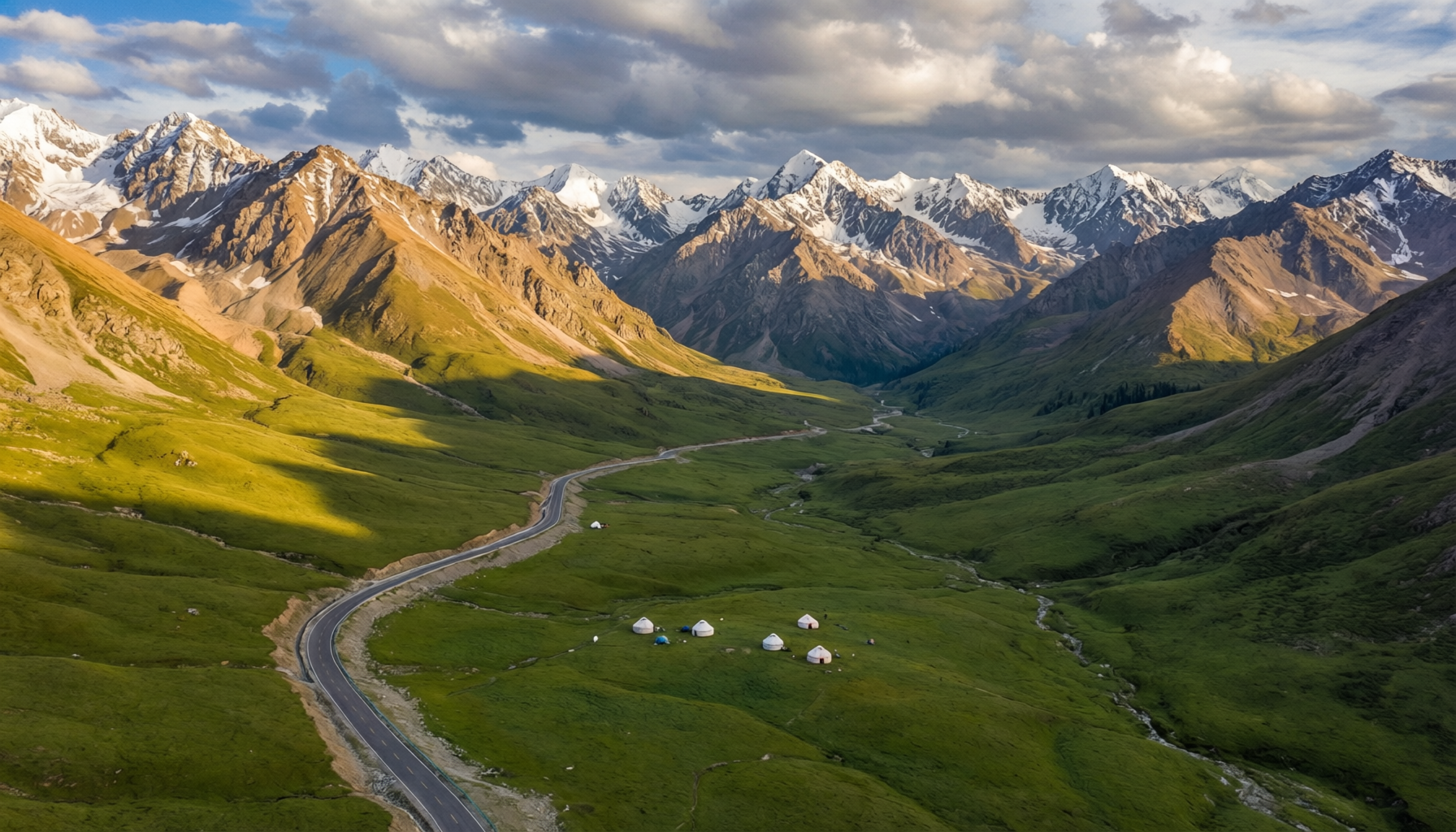 Duku Highway winding through Tianshan Mountains