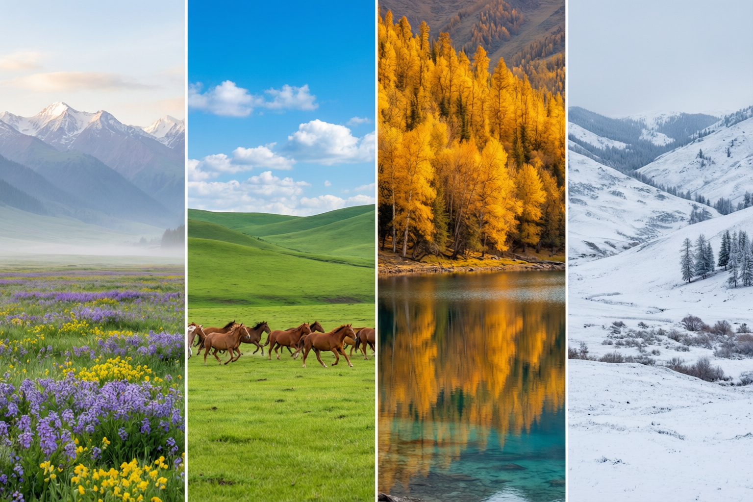 Xinjiang seasonal landscapes throughout the year