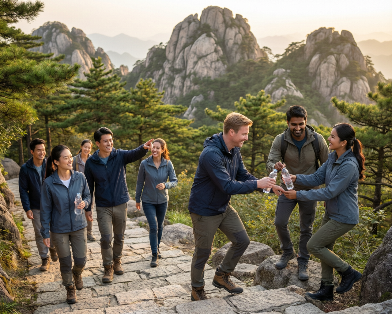 Corporate team building outdoor activity in Xinjiang mountains